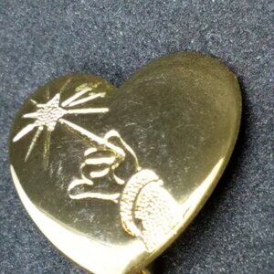 Official Disney The Variety Club Arm & Wand Goldtone Pin Brooch Heart Shaped